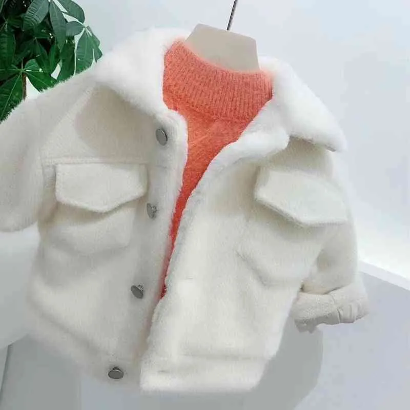 Bebé niña niño invierno primavera otoño abrigos de peluche chaquetas moda algodón abajo niños niños overwear ropa 211204
