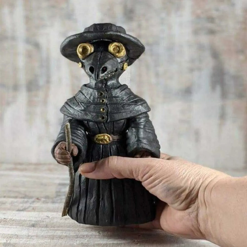 Incense Plague Doctor Doll Cone Resin Ornament for Home Office Handicraft Decoration 210811