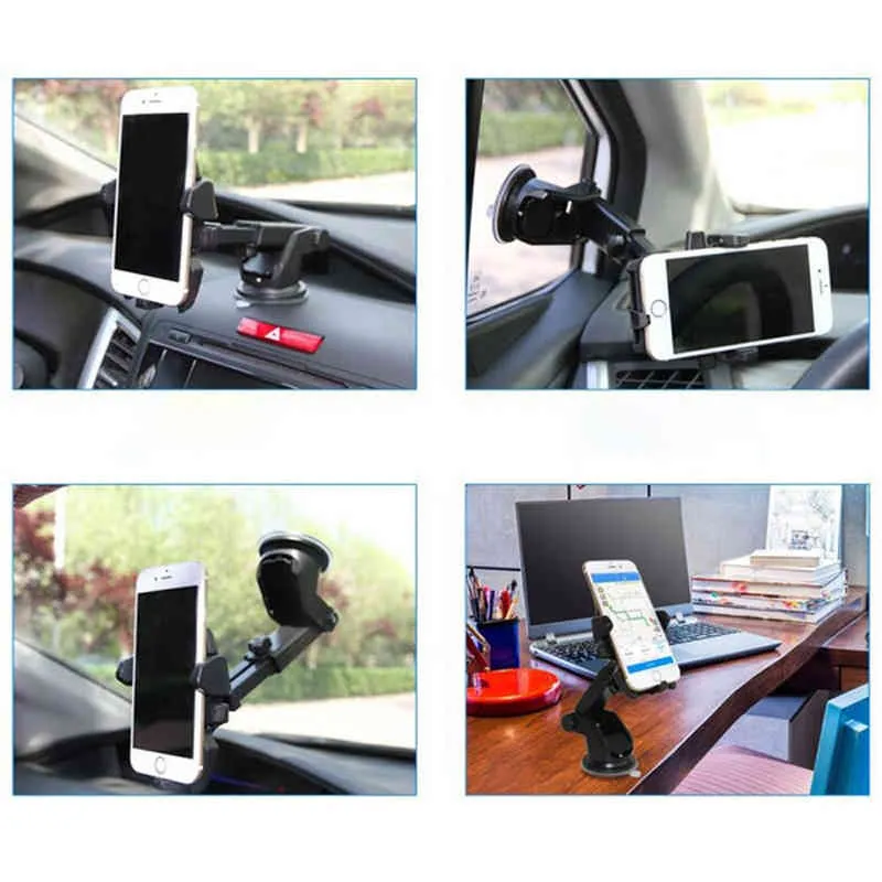 Support universel de support de téléphone portable de voiture tournant le support de pare-brise de bras long de 360 degrés pour le GPS