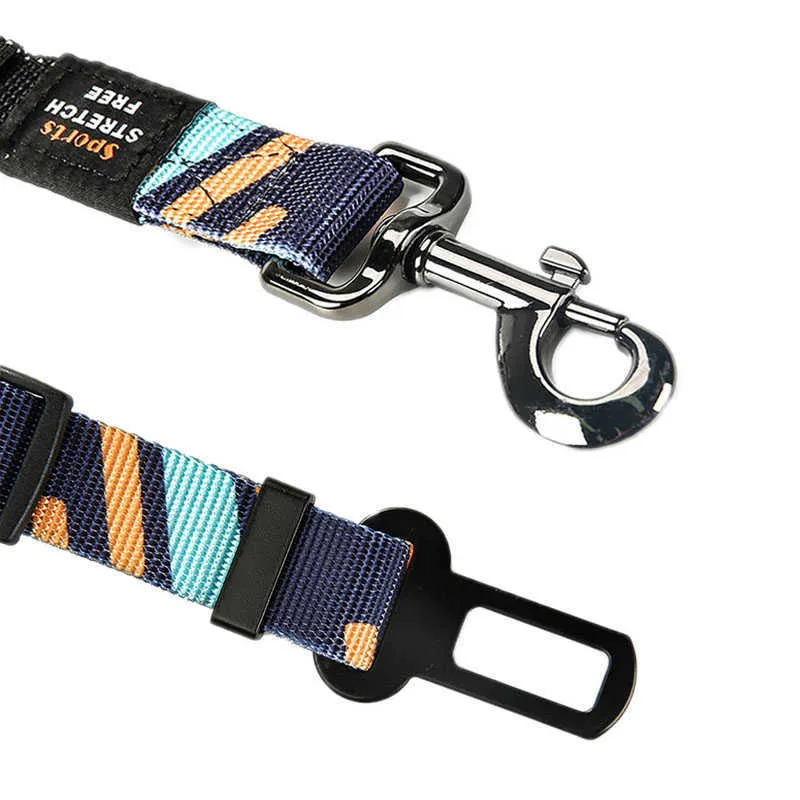 Samochód samochodowy Pet Regulowany pasek bezpieczeństwa dla psów Akcesoria Pasek Travel Elastyczny Dog Leash Clip Harnes 211006