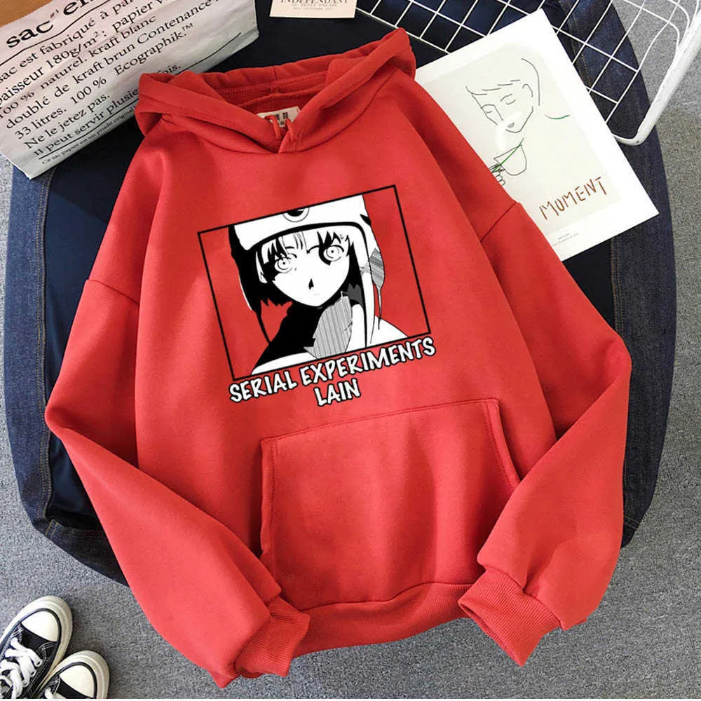 Expériences en série Lain Print Anime Femmes Hommes Sweat Kawaii Hoodies Y0804