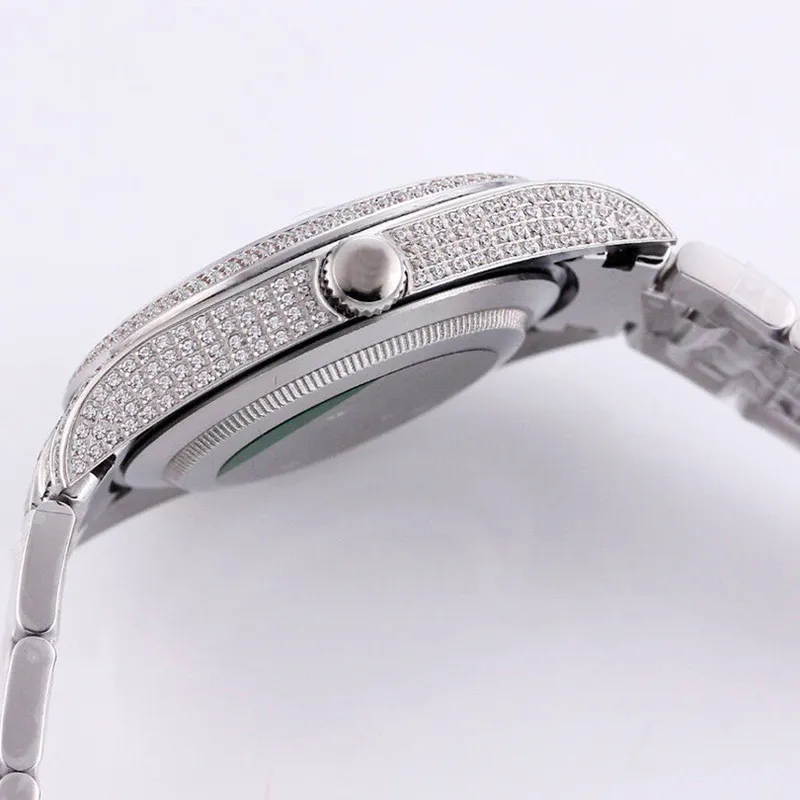 Full Diamonds Mens Watch 40 6mm Automatic Mechanical Watches Diamond Bezel Waterproof Sapphire WristWatches DiamondStudded Montre 250K