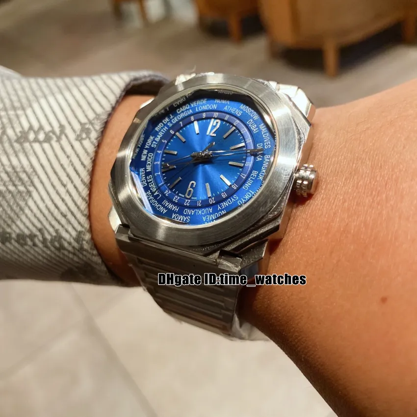 Nuevo 41 mm OCTO Roma World Timer 103481 Reloj de cuarzo para hombre Dial negro Pulsera de acero inoxidable Relojes deportivos para caballeros de alta calidad 10 Co273o