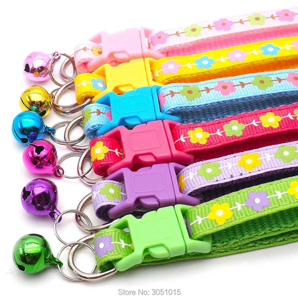 Wholesale Pet Collars for Puppy Cat Collar With Bell Adjustable Buckle Collar Dog Accessories ID Tag Collar For Small Dog 210729
