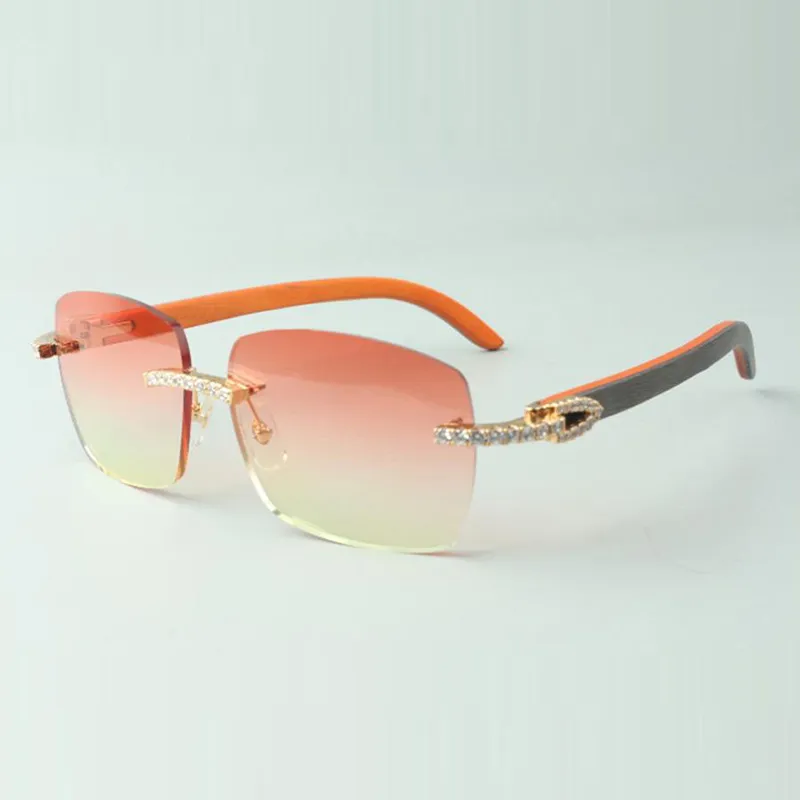Direct S Endless Diamond Sonnenbrille 3524025 mit orangefarbenen Holztempeln Designer Brille Größe 18-135 mm3454
