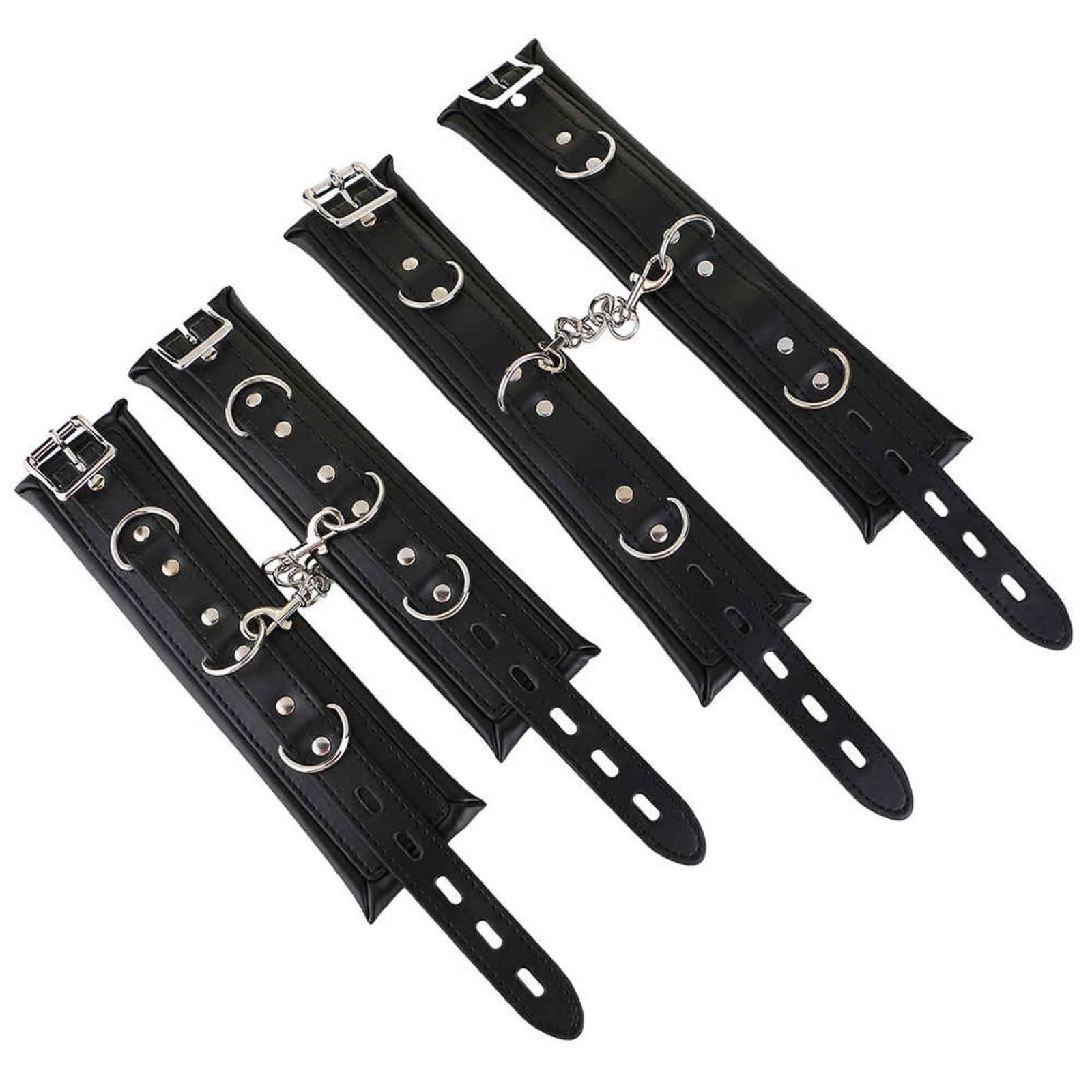 Bondages BDSM Costume Cuir Menottes Manilles Chaîne Bondage Gear Lit Ceinture De Chasteté Sexe Sexuel Féminin Adulte Jouets Pour Deux SM Outil Menotte 1122