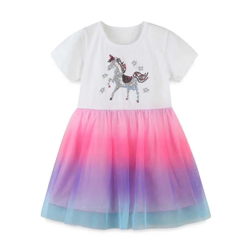 Прыжки метров бисером детские сетки платья летние хлопчатобумажные дети партия принцесса детская одежда продавать модели 210529