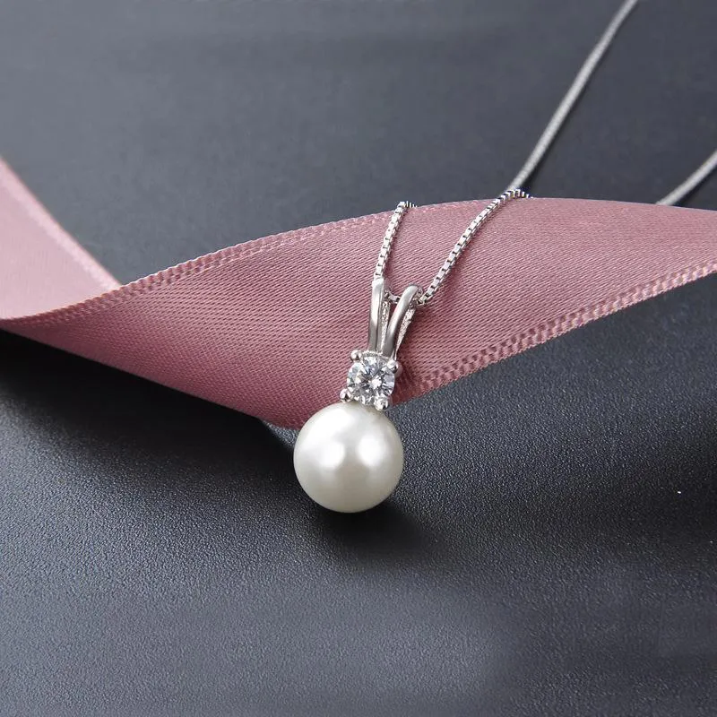 Chaînes S925 Silver Diamond Pearl Collier Femme Sterling Simple Style Shell Perle Pendentif Clavicule Chaîne Bijoux