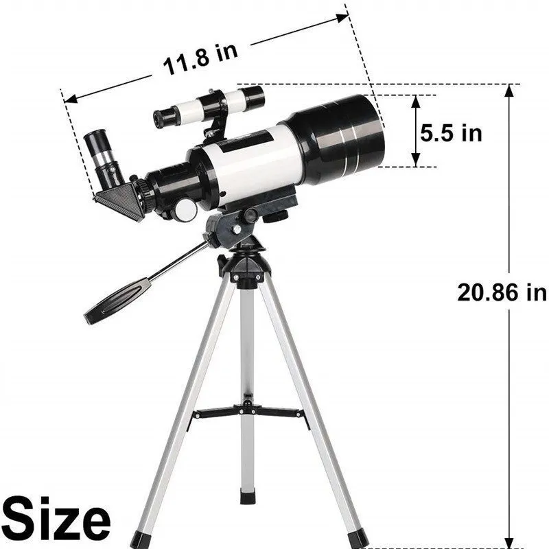 70mm 300mm Telescópio astronômico Monocular Profissional Viagem ao ar livre Spotting Scope com tripé crianças iniciantes presente