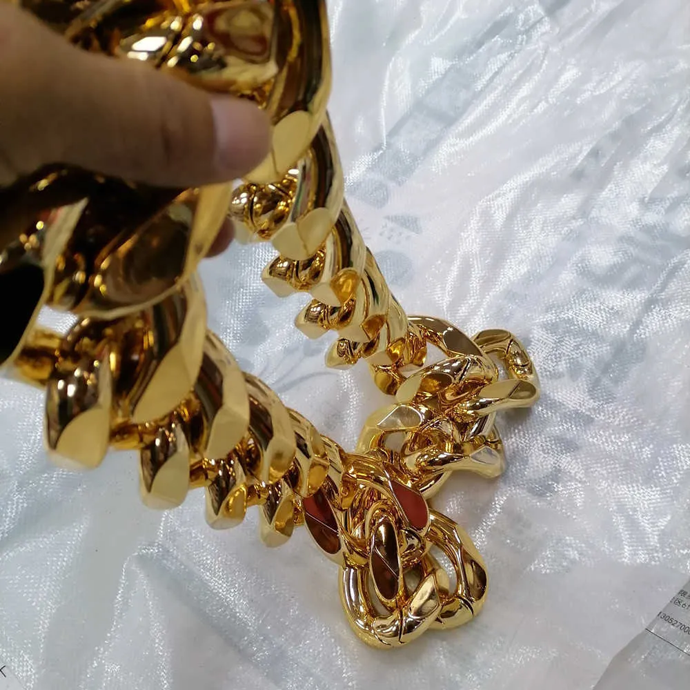 FishSheep Hip Hop Color dorado gran acrílico collar de cadena gruesa para hombres Punk de gran tamaño cadena de eslabones de plástico grande joyería para hombres 288o
