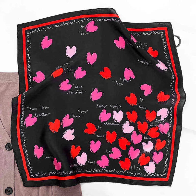 Mode Kvinnor Sommar 100% Silk Neck Scarf för Hair Headband 2022 Luxury Moon Design Print Square Scarves Lady Bandana Kerchief Y220228