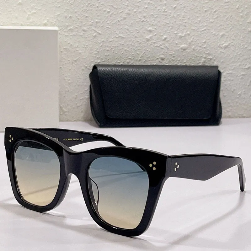 Kadın Güneş Gözlüğü 4S004 Büyük Çerçeve Siyah Gözlükler Üç Noktalı Perçin Dekorasyon Moda Güneş Gözlüğü İlkbahar Yaz Seyahat Tatili UV40214F