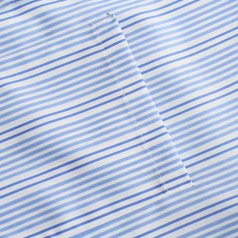Summer Women Side Slit Striped Midi Shirt Dress Female Long Sleeve Clothes Casual Lady Loose Vestido D7590 210430