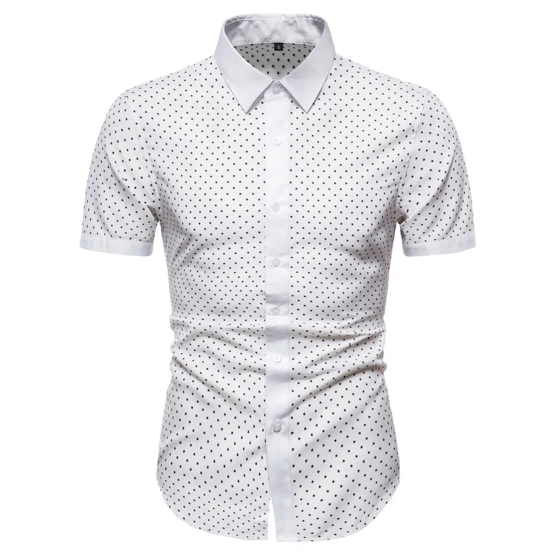 Stjärnmönster Tryckt mens skjorta Mode Patchwork Sommar Kortärmad T-shirts för Män Business Casual Slim Fit Men Kläder 210524