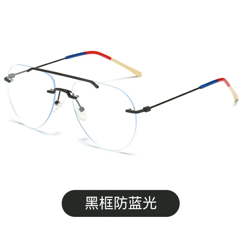 2021 Persoonlijkheid RICHTLUZE Zonnebril Dames Big Frame Flat Mirror Slim Anti-Blue Bril Frame