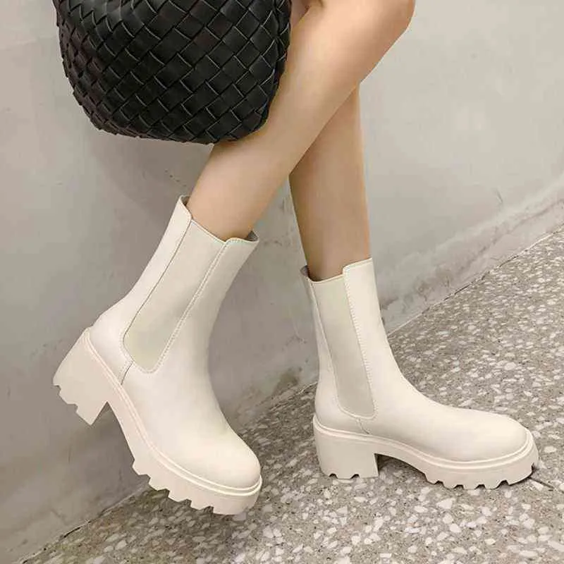 Sukienka Buty Rizabina 2022 Nowa Moda Kobiety Prawdziwej Skóry Koszulki Buty Grube Obcasy Slip On Short Boot Damię Rozmiar 34-39 2 9