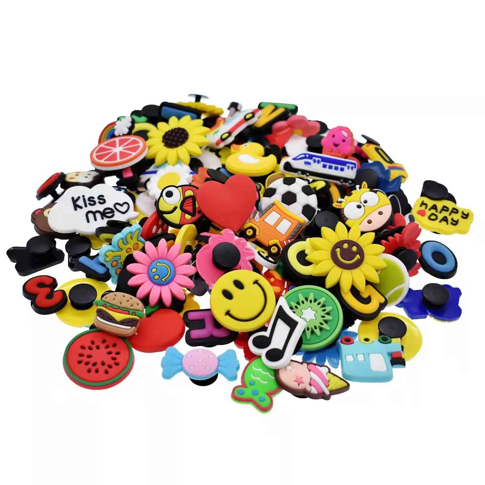 Mix charm tecknad hål slipper tillbehör croc för barn gåvor färgglada bokstäver djur apa skor charms spännen