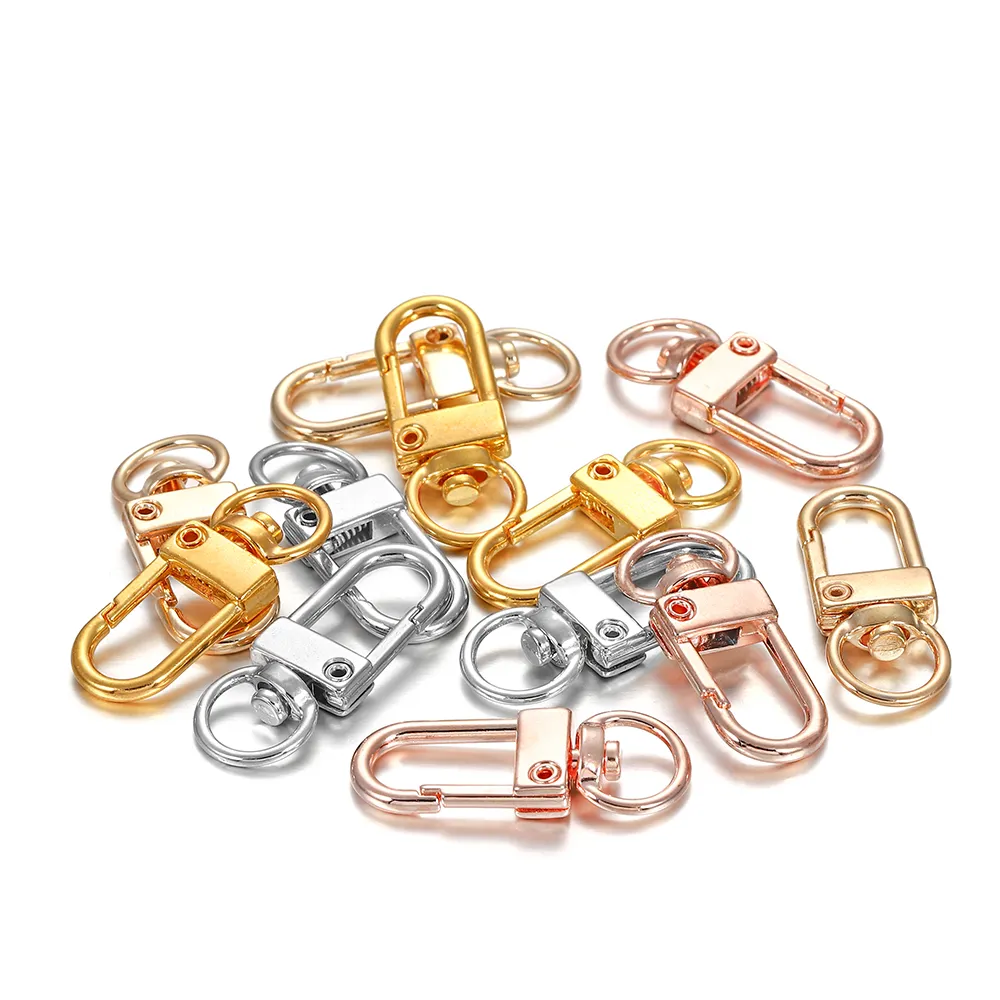 lot 12x33mm roterande hundspänne guld rodium metall hummer spännkrokar för diy smycken gör nyckelring kedja tillbehör4715659