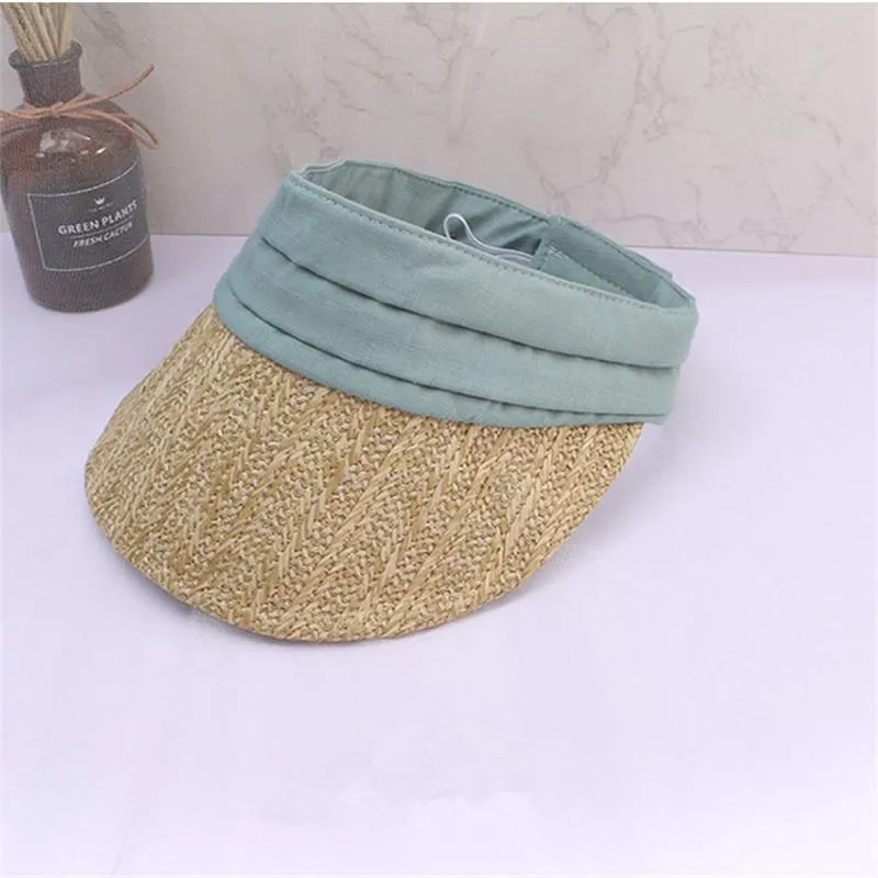 Straw Visor Cap for Women Projektantka mody Odwracalna hat hat packable anty UV Beach czapki topless koreańskie czapki podróży na zewnątrz szerokie 270s