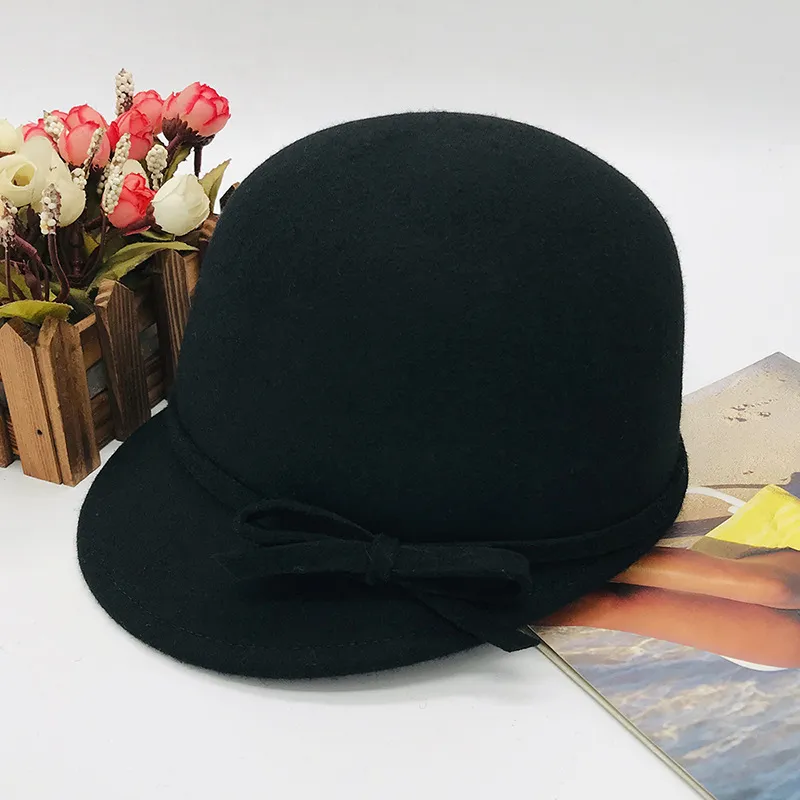 Hochwertige Reitmütze aus Wolle für Damen und Kinder, Herbst-Winter-Mode-Fedora-Hut mit Schleife, Casquette-Eltern-Kind-Kappe