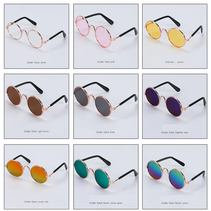 Autres fournitures de chat Produits Belles lunettes de soleil de chat rondes vintage Réflexion Lunettes de lunettes pour petits chiens Photos Accessoires Accessoires