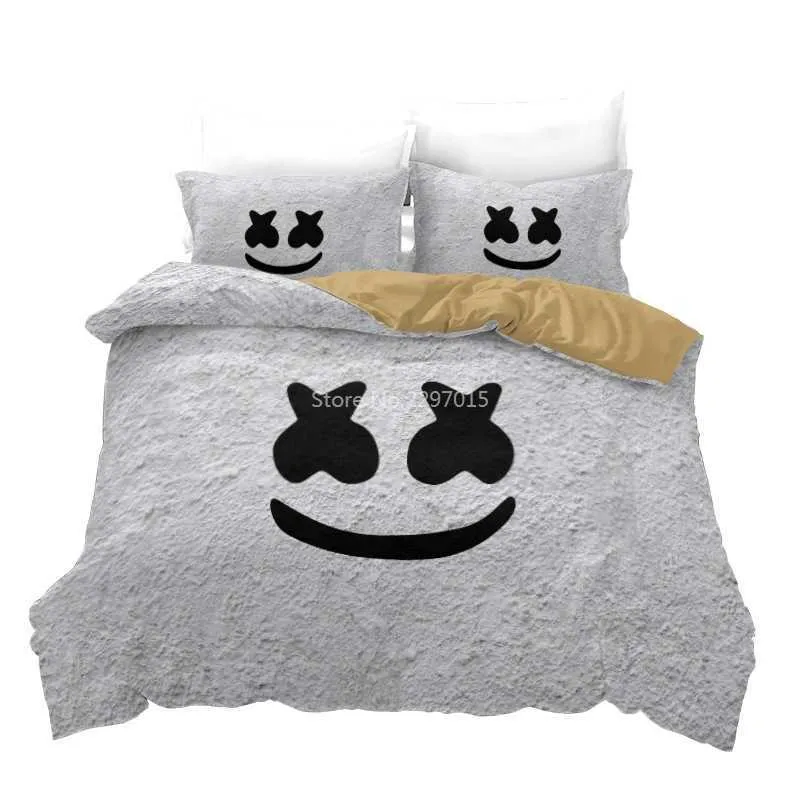 DJ Marshmello Set biancheria da letto 3D Copripiumino stampato Federa Twin Full Queen King Biancheria da letto Biancheria da letto Set copripiumino H097417927