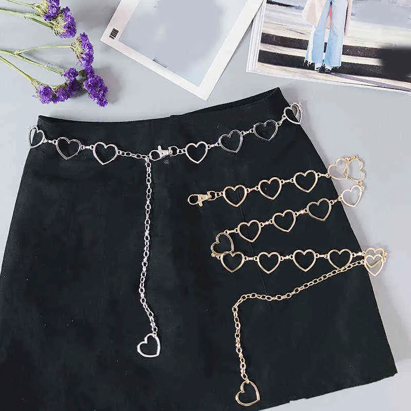 105cm Waistband Pants Classic Waist Chain Love Heart Hollow Girdle Women Hip Hop Style Versatile Fine Waist Belts 2022 Trendy Y220301