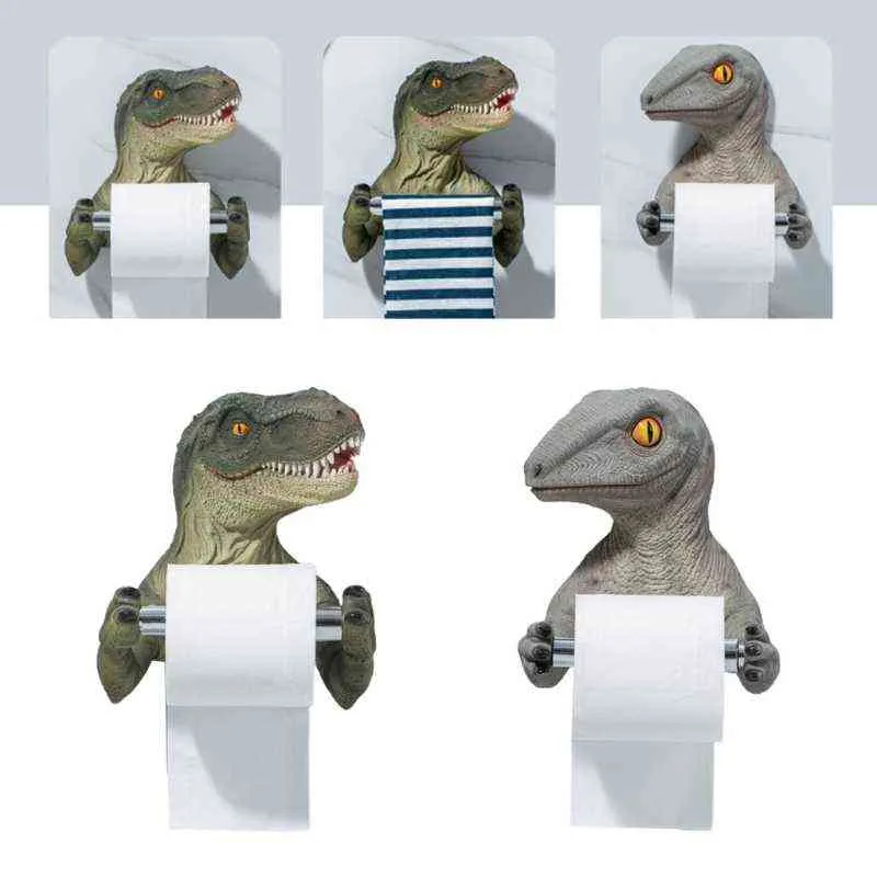 Suporte para papel higiênico em rolo de dinossauro 3D suporte para papel higiênico tiranossauro decorativo para banheiro Home 21110325k