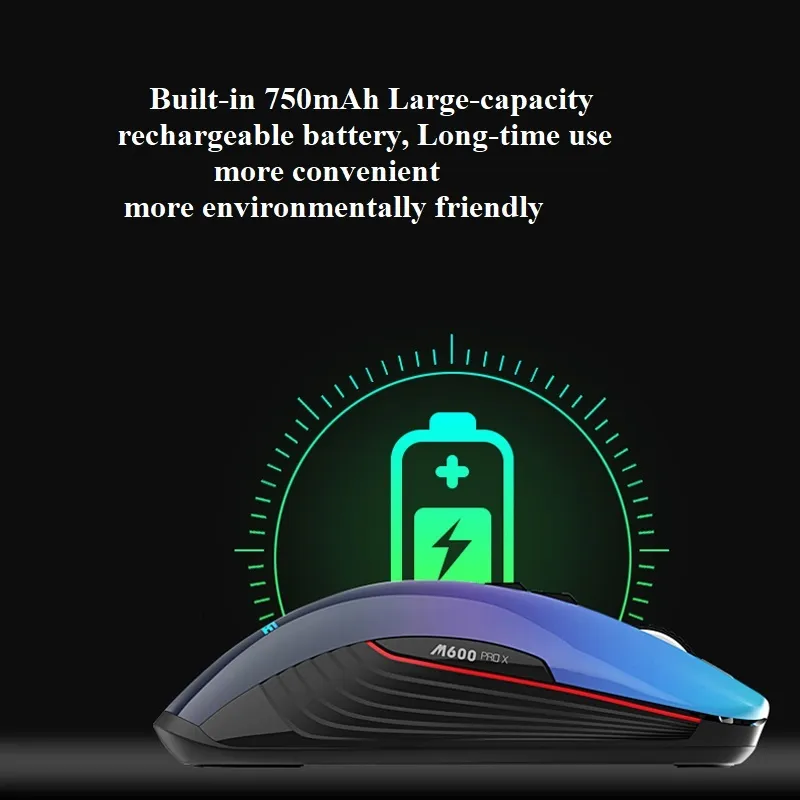 قابلة للشحن 2.4G لاسلكي كتم الصوت مريح الفأرة 3600DPI ملون التنفس ضوء الفئران ألعاب الكمبيوتر المحمول الكمبيوتر المحمول وماك