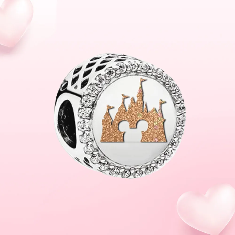 charm silver mouse pendant ice cream Shiny Zircon bead women jewelry Fit Original Bracelet diy gift241M