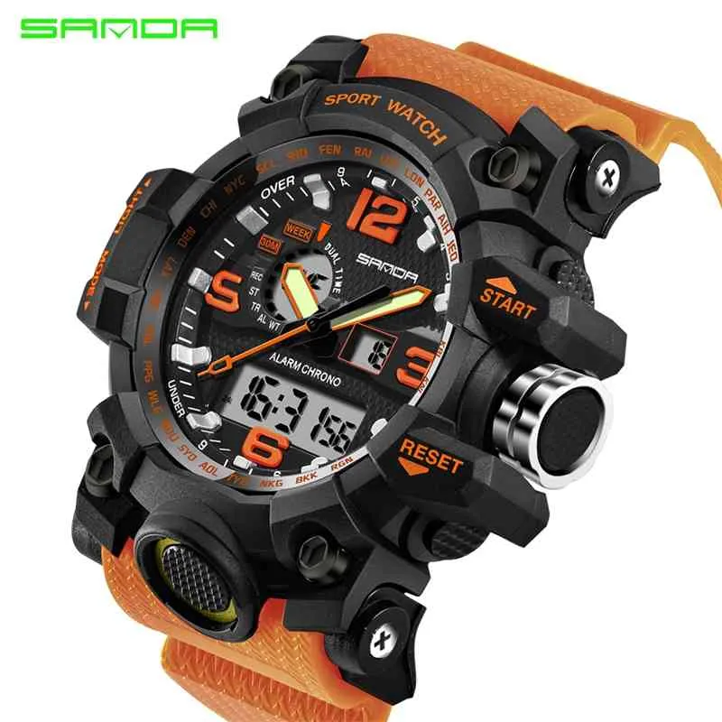 SANDA Top marque montre de Sport militaire hommes G Style montre numérique hommes montres à Quartz 30 M horloge étanche Relogio Masculi264s