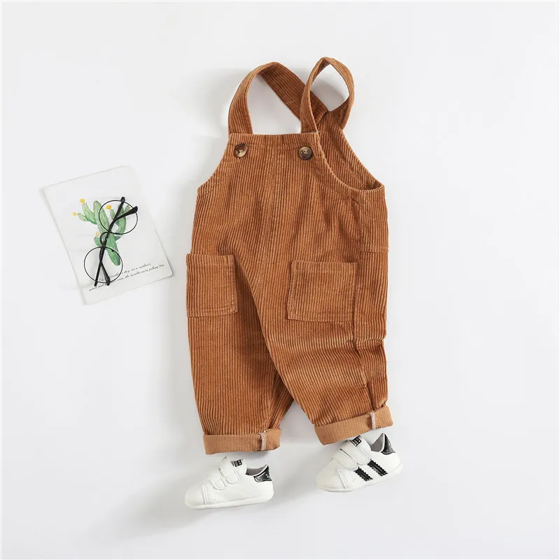 Boy Pants Autunm Winter Corduroy Kids Overalls Casual Cotton 1-4 years Old Baby Clothes 210515