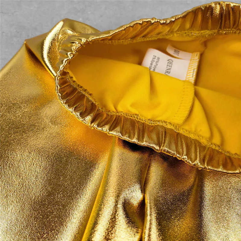 Leggings das crianças calças para meninas ouro e silvertrousers brilhando europeu americano magro meninas roupas de roupa 210625