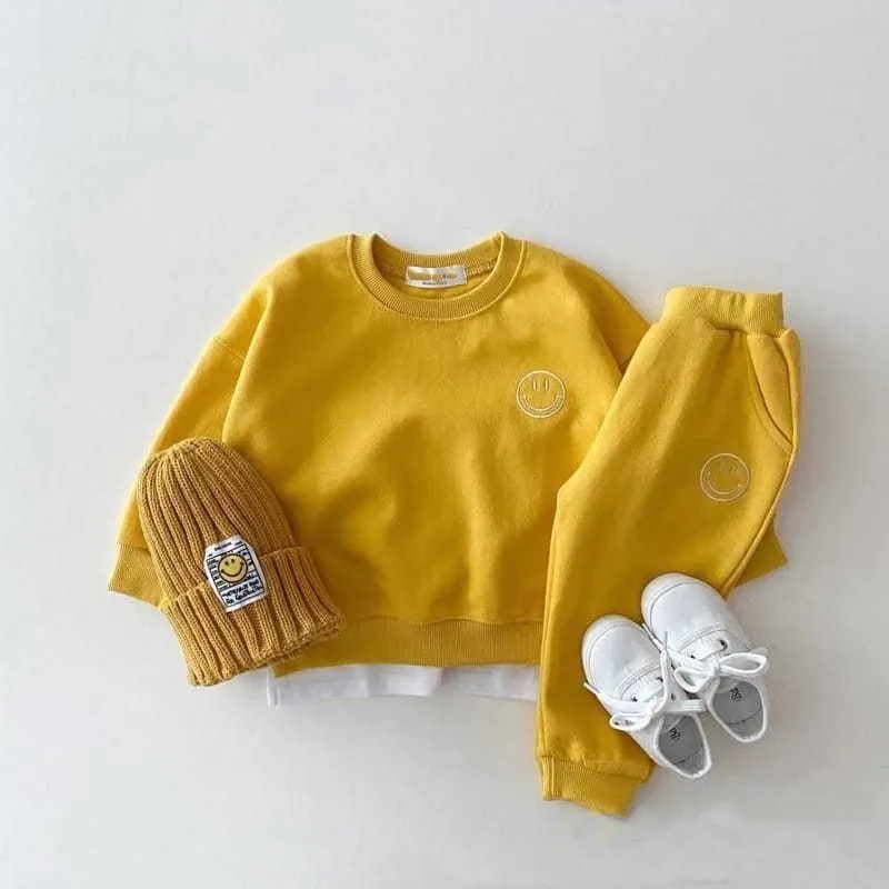Roupas de manga comprida para bebês, conjunto de 2 peças com moletom bordado fofo e calças para crianças pequenas, meninos e meninas, conjuntos de roupas casuais 2202171285176