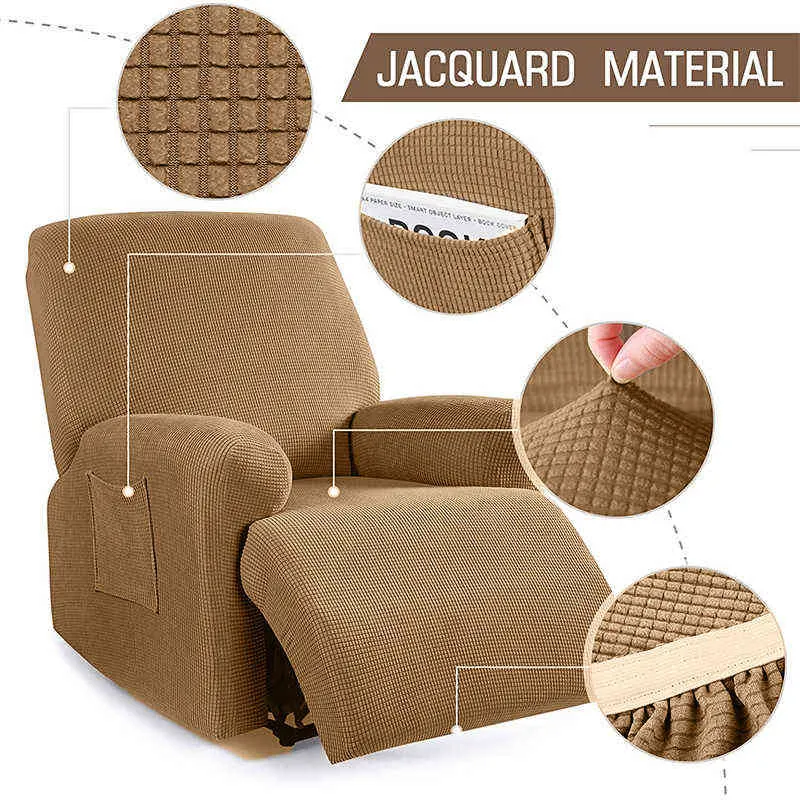 1 Seater Recliner Chair Cover Polar Fleece Sofa s Stretch All-inclusive Lazy Boy For Living Room 211116