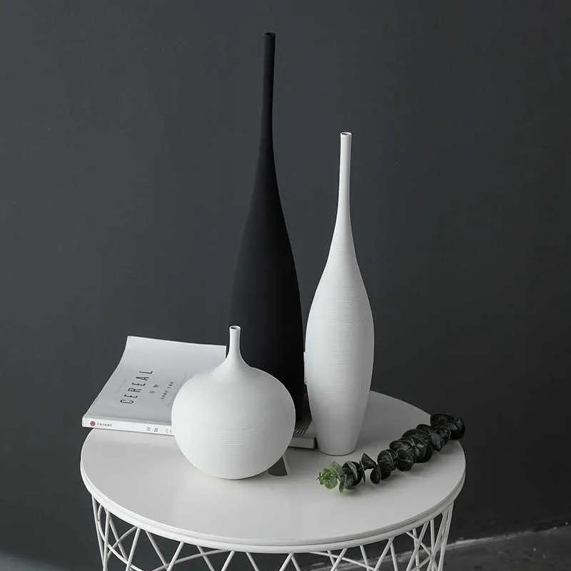 Jingdezhen Nowoczesny Minimalist Handmade Art Zen Waza Ozdoby ceramiczne Salon Model Dekoracji Home 210623