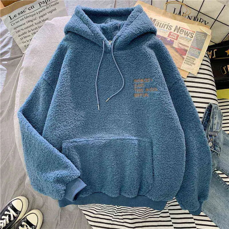 FESTY KARY Winter Frauen Hoody Langarm Fleece Warme Mit Kapuze Sweatshirts Übergroßen Pullover Weibliche Hoodies Sweatshirt 211109