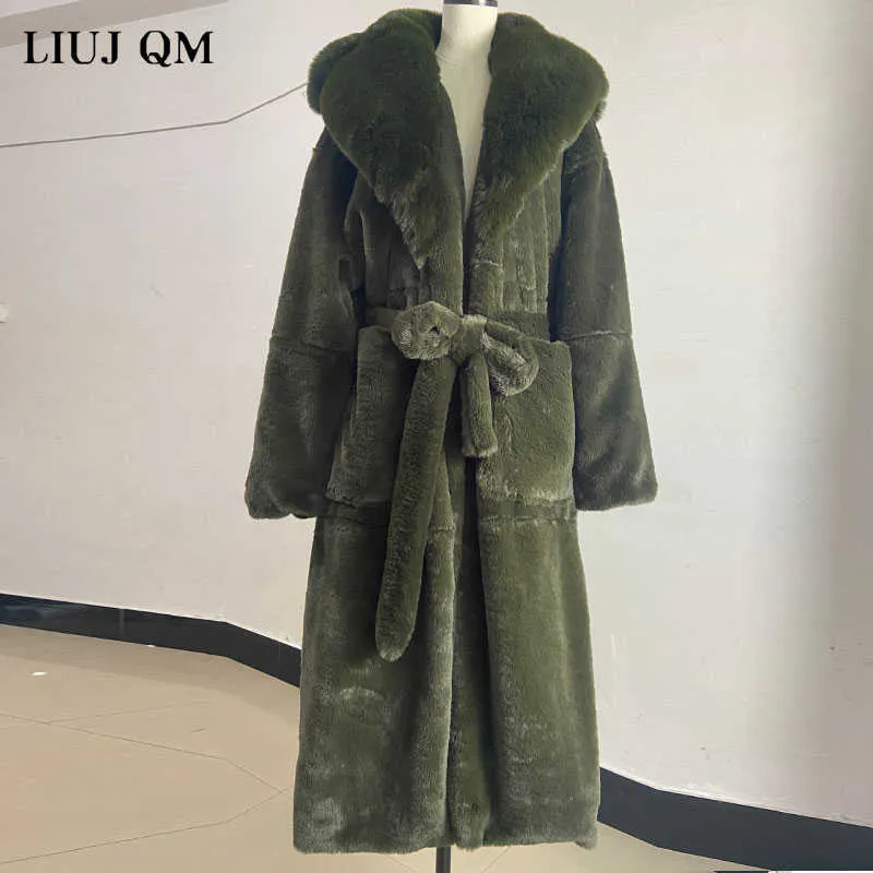 プラスサイズのコート冬の女性の厚い暖かいX-Longの毛皮のジャケットの女性の高品質ふわふわのウサギの毛皮のコートプラスサイズの緩いパーカー210925