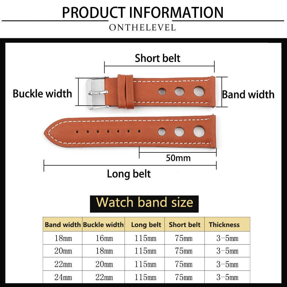 Alta Qualidade Genuine Leather Watch Band Straps 18mm 20mm 22mm 24mm Preto Marrom Café Café de Café para homens Assista Acessórios H0915