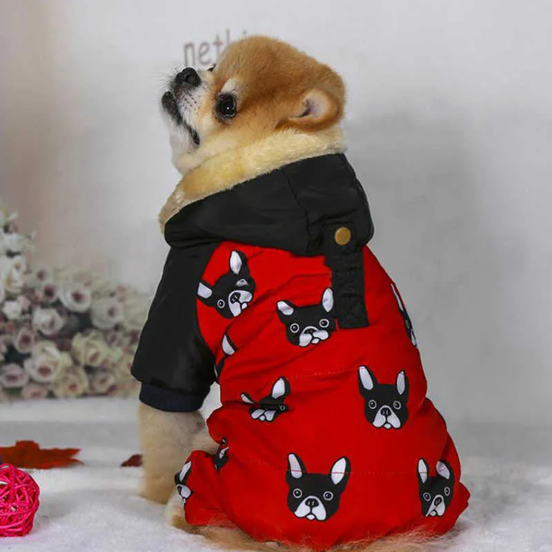 Buldog francuski kostiumy dla psa zima ciepły śnieg dół kurtka płaszcz dla szczeniąt mały średnie zwierzę mops zwierzę kot ubrania Towary 211007