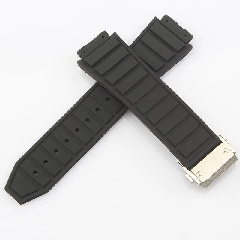 Watch Bands Black 29 19mm Convex Mouth Rubber Watchband for Hublo t Big Ban gステンレス鋼の展開クラスプStrap3085307d