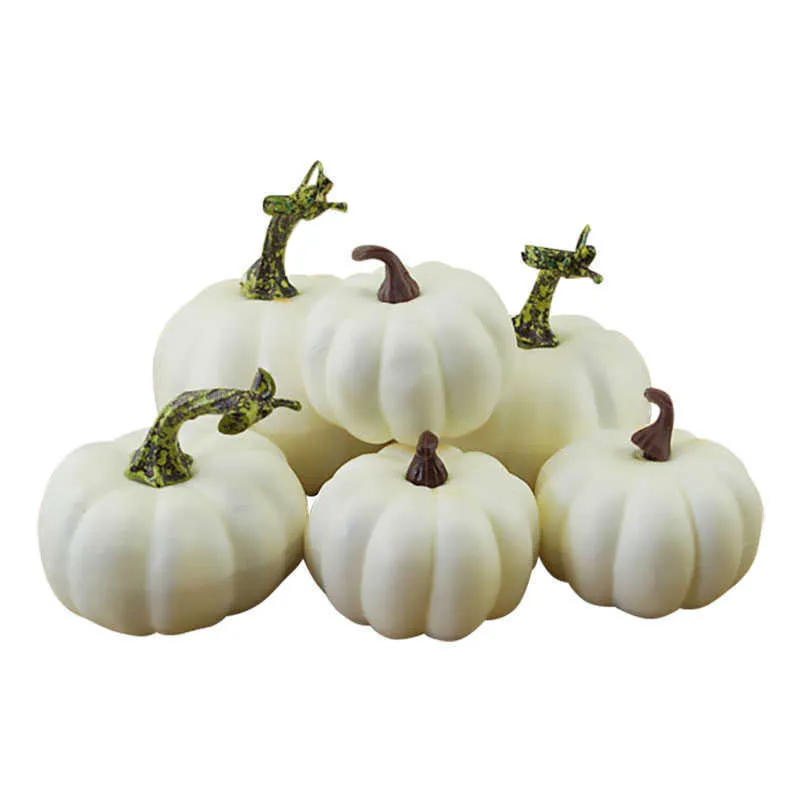 Halloween Decoration Pumpkins White Artificial Mini Foam Autumn Simulation Vegetables Props Party Table Fireplace Decor Y0829
