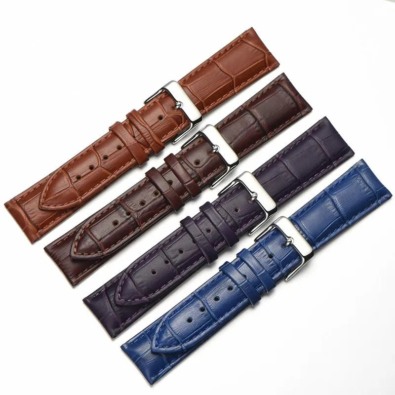 Titta på band Watchband för äkta ko läder män kvinnor mode armband rem armband 12mm 14mm 16mm 18mm 19mm 20mm 22mm216y