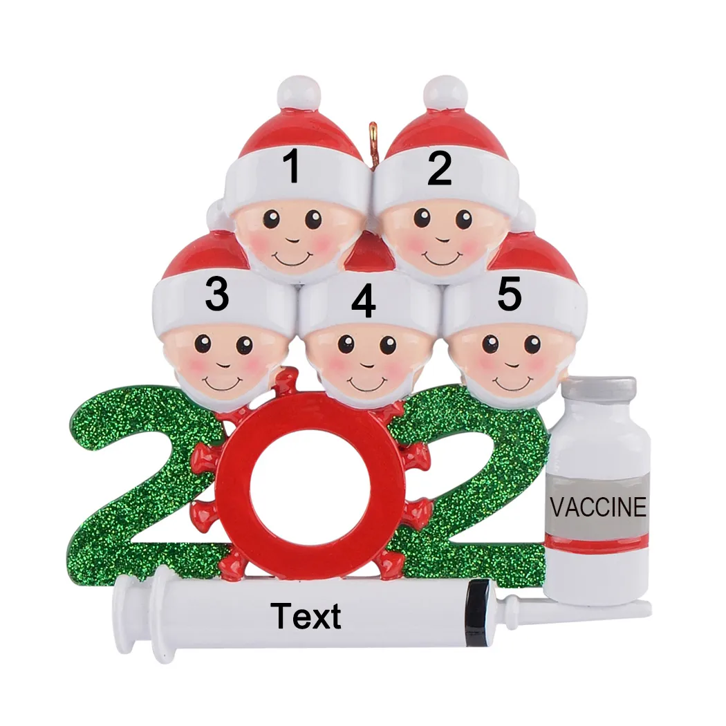 En stock entièrement commercial polyresin 2021 Famille de 2 ornements d'arbre de Noël personnalisés décoration de Noël