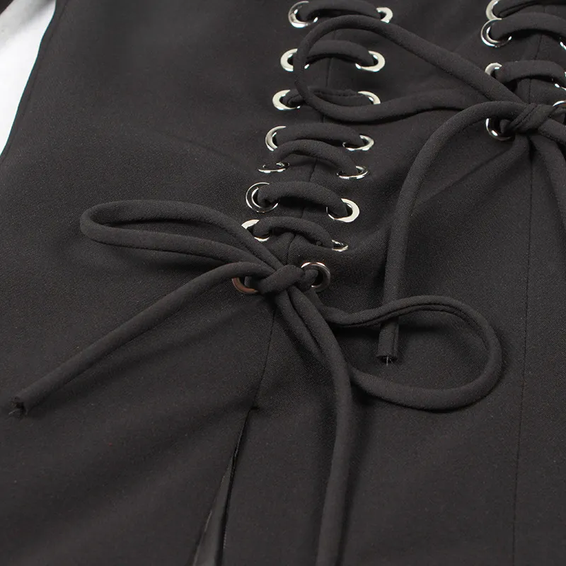 Gekerbte Hollow -out -Schnüre -Frauen Blazer Korean Koreett Taille Split Long Sleeve Casual Top Fashion Spring GX1070 210421