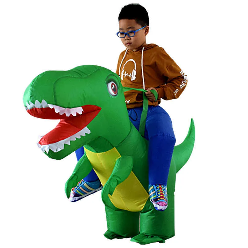 Взрослые дети надувные костюмы Хэллоуин Дракон Динозавр Косплей Т-рекс.