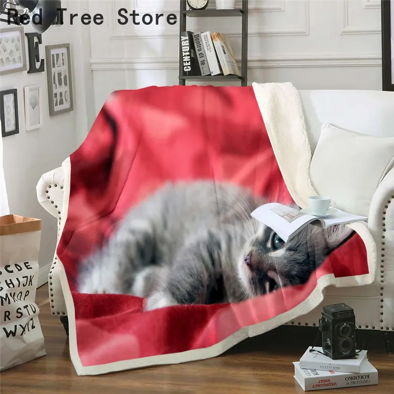 Härliga katter ultra-mjuk mikro fleece filt 3d tryck design kasta fuzzy plysch för barn pojkar tjejer vuxna mode soffa