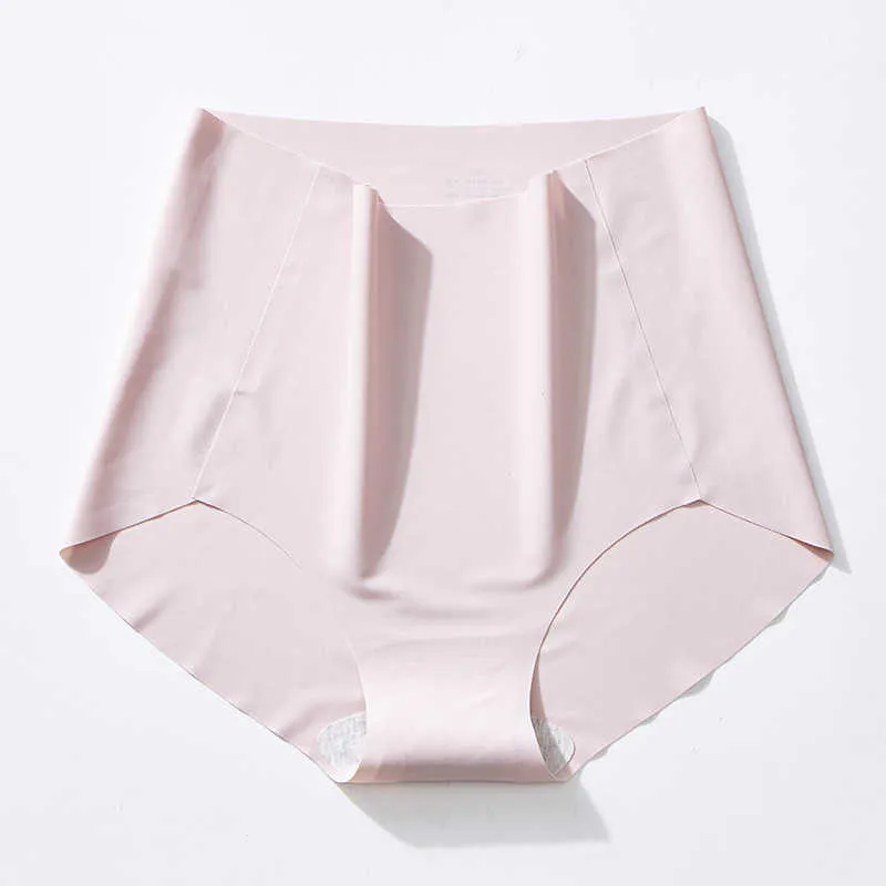 Seamless Ice Silk Women's Panties Plus Size Lingerie Abdomen Briefs High Waist Underwear Breathable Underpants Female Intimates 211021