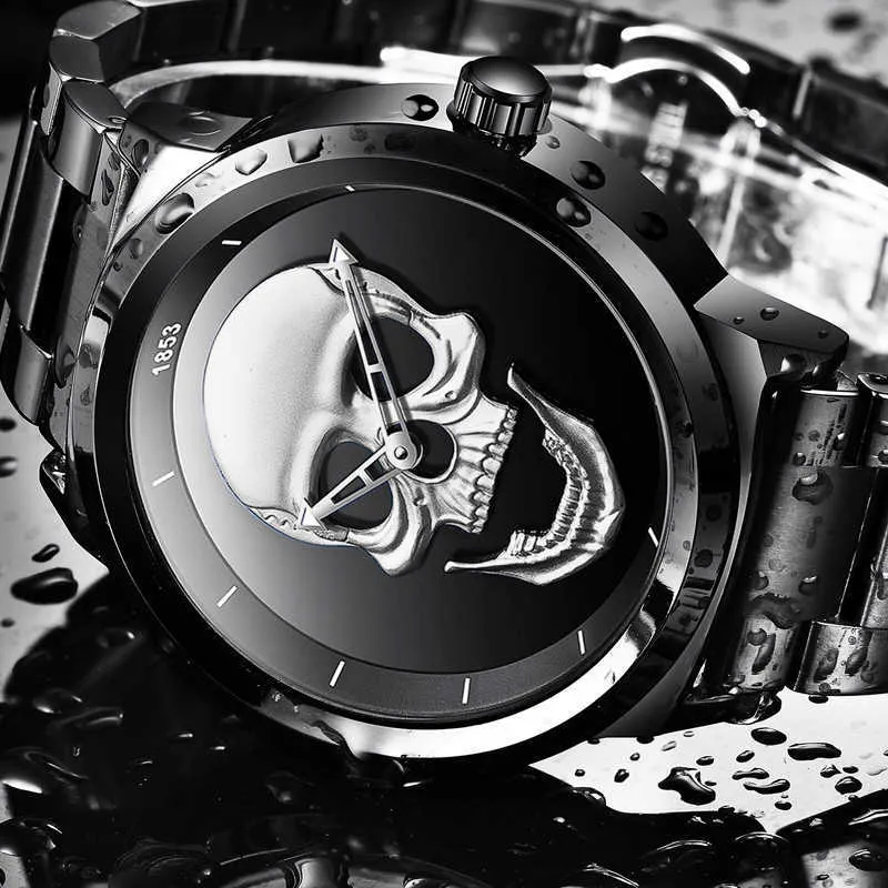 Relogio Masculino LIGE мужские часы часы с черепом мужские военные спортивные часы мужские водонепроницаемые из нержавеющей стали золотые кварцевые часы 227r
