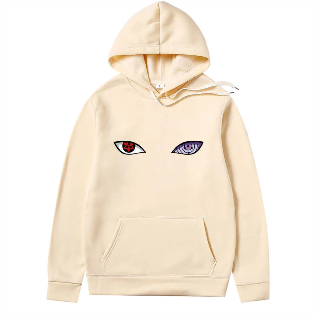 Japoński Anime Bluzy Uchiha UZUMAKI HATAKE Oczy Drukowanie 2021 New Arrival Pullover Bluza Hip Hop Streetwear Mężczyźni Odzież H0910